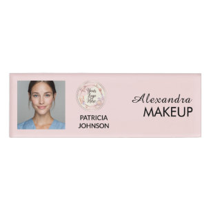 Rosa Schrift-Logo Foto Make-up Namenschild