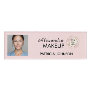 Rosa Schrift-Logo Foto Make-up Namenschild