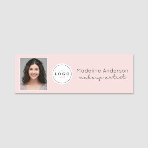 Rosa Schrift-Logo Foto Make-up Namensschild