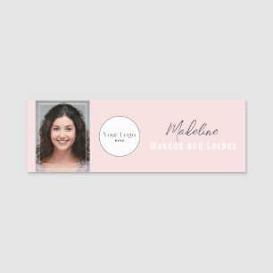Rosa Schrift-Logo Foto Make-up Namensschild