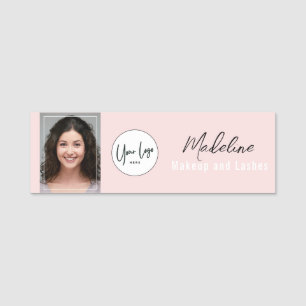 Rosa Schrift-Logo Foto Make-up Namensschild