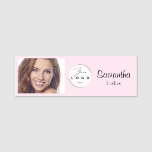 Rosa Schrift-Logo Foto Make-up Namensschild