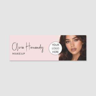 Rosa Schrift-Logo Foto Make-up  Namensschild