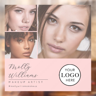 Rosa Schrift-Logo Foto Make-up Studio Fenster  Fensteraufkleber