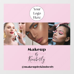 Rosa Schrift-Logo Foto Make-up-Studio Fensteraufkleber