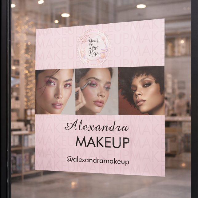 Rosa Schrift-Logo Foto-Make-up-Studio Fensteraufkleber (Von Creator hochgeladen)