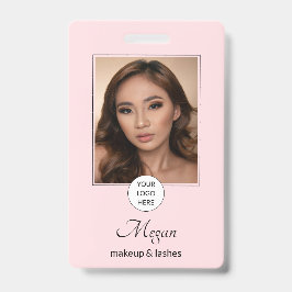 Rosa Schrift-Logo Foto Make-up und Wimpern Ausweis