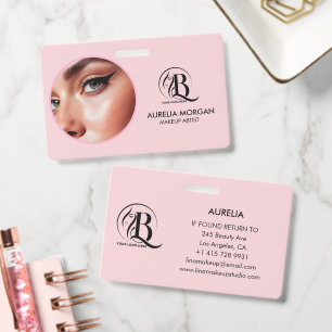 Rosa Schrift-Logo Foto Makeup Artist Ausweis