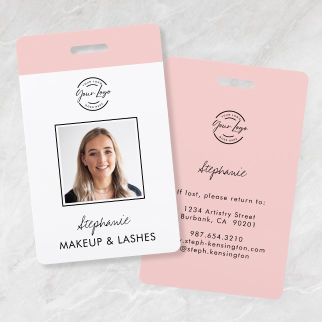 Rosa Schrift-Logo-Foto-Makeup-Mitarbeiter-ID Ausweis (Von Creator hochgeladen)