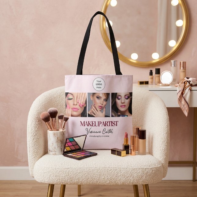 Rosa Schrift-Logo-Foto-Makeup-Studio (Blush Pink Script Logo Photo Makeup Studio Tote Bag)
