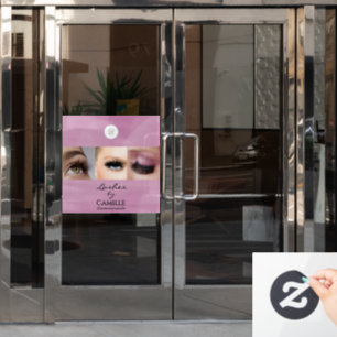 Rosa Schrift Logo Foto Makeup Studio Fenster Fensteraufkleber
