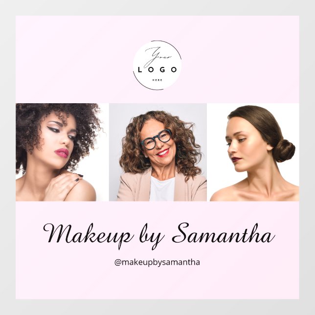 Rosa Schrift-Logo-Foto-Makeup-Studio Fensteraufkleber (Blatt)