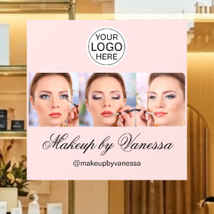 Rosa Schrift-Logo-Foto-Makeup-Studio Fensteraufkleber