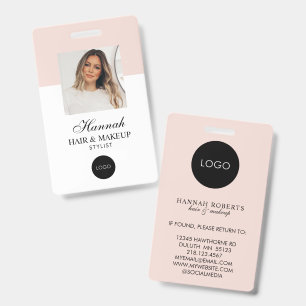 Rosa Schrift-Logo Haar Foto Make-up Abzeichen Ausweis