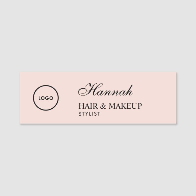 Rosa Schrift-Logo Haar-Make-up Namensschild (Vorderseite)