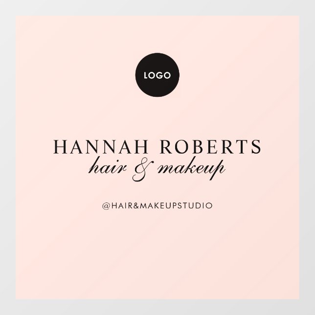 Rosa Schrift-Logo Haar-Make-up-Studio Fensteraufkleber (Blatt)