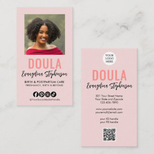 Rosa Schrift-Logo QR Code Foto DOULA Visitenkarte