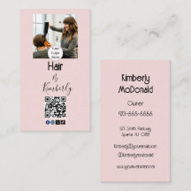 Rosa Schrift-Logo QR-Code Foto-Friseursalon
