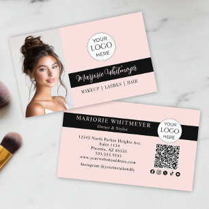 Rosa Schrift-Logo QR-Code Foto-Make-up Visitenkarte