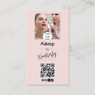 Rosa Schrift-Logo QR-Code Foto Make-up Visitenkarte