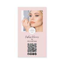 Rosa Schrift-Logo QR Code Foto Wimpern Make-up