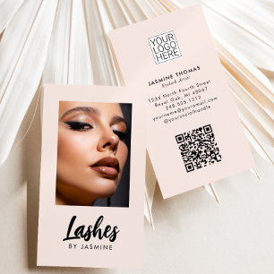 Rosa Schrift-Logo QR-Code Foto Wimpernkünstlerin Visitenkarte