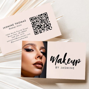 Rosa Schrift QR-Code Foto Make-up Visitenkarte