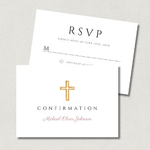 Rosa Schrift religiöses Kreuz Mädchen Konfirmation RSVP Karte