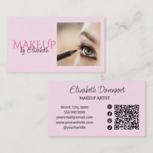 Rosa Schrift-Sozial-Symbol QR-Code Foto Make-up Visitenkarte