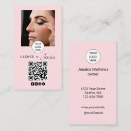 Rosa Schrift Sozial-Symbol QR-Code Foto Wimpern Visitenkarte