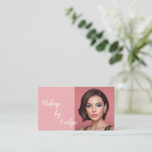 Rosa Schrift Sozialer QR-Code Foto Make-up Visitenkarte