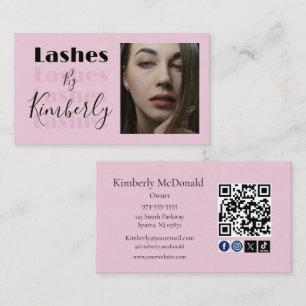 Rosa Schrift Soziales Icon QR-Code Foto Wimpern Visitenkarte
