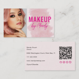 Rosa Schriftart Social Icon QR Code Foto Make-up  Visitenkarte