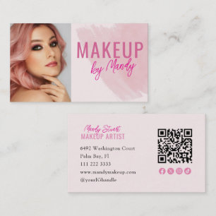 Rosa Schriftart Social Icon QR Code Foto Make-up  Visitenkarte