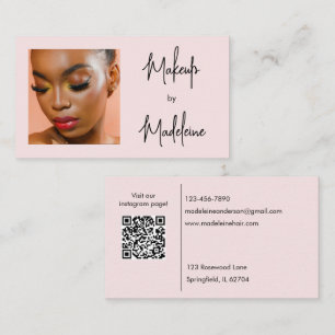 Rosa Schriftart Social Icon QR Code Foto Make-up Visitenkarte