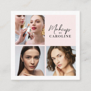 Rosa Schriftfoto-Make-up Quadratische Visitenkarte