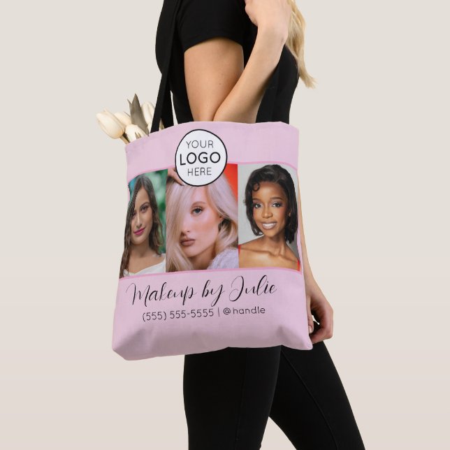 Rosa Schriftlogo und drei Foto-Make-up-Studio (Von Nahem)