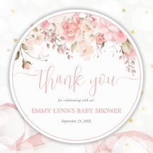 Rosa Schriftzug Baby Shower Dankeschön
