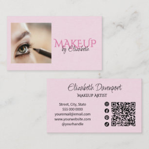 Rosa Schriftzug Social Icon QR Code Foto Makeup Visitenkarte