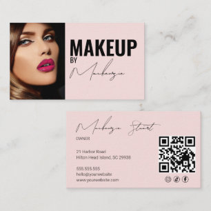 Rosa Schriftzug Social Icon QR Code Foto Makeup Visitenkarte