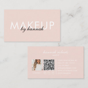 Rosa Schriftzug Social QR Code Foto Make-up Visitenkarte