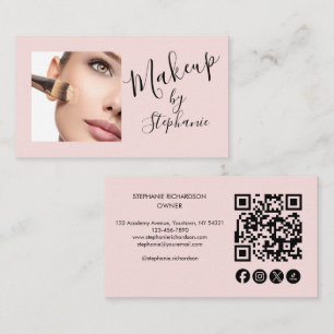 Rosa Schriftzug Soziale Icon QR-Code Foto Make-up Visitenkarte