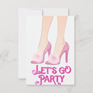 Rosa Schuhe mit hohen Absätzen. Lass uns Party-Kar Karte