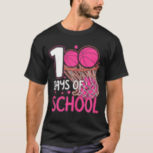 Rosa Schulbasketball 100 Spieler Sporttage Humor T-Shirt
