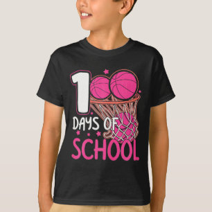 Rosa Schulbasketball 100 Spieler Sporttage T-Shirt