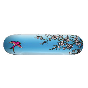 Rosa Schwalben-und Kirschblüten-Plattform Skateboard