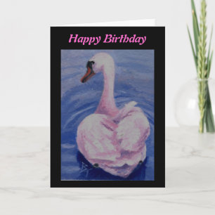 Rosa Schwan aceo Geburtstags-Karte Karte