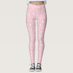 Rosa Schwan und Blumenmuster Leggings
