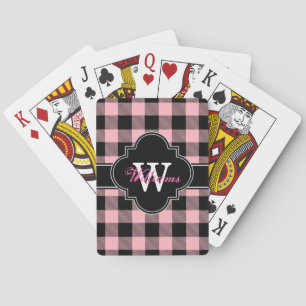 Rosa Schwarz Büffel Karo Scheck Tartan 1IQN Spielkarten