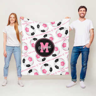 Rosa Schwarz Das Fußballfeld ist mein glücklicher  Fleecedecke